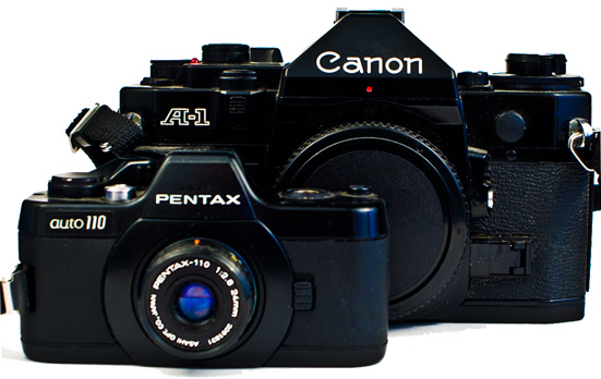 Pentax Auto 110 with Canon A-1