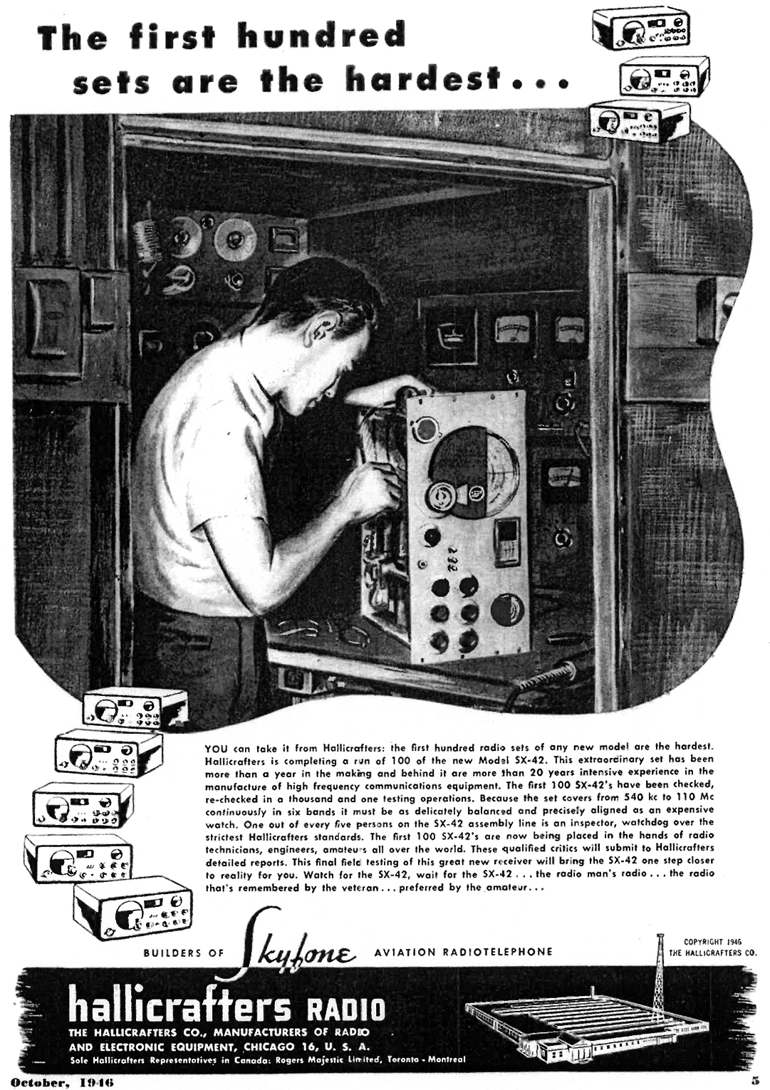 SX-42 first ad - Radio News Oct 1946